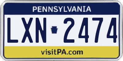 PA license plate LXN2474