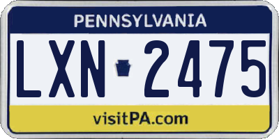 PA license plate LXN2475