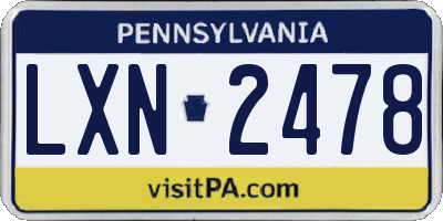 PA license plate LXN2478