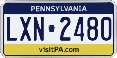 PA license plate LXN2480