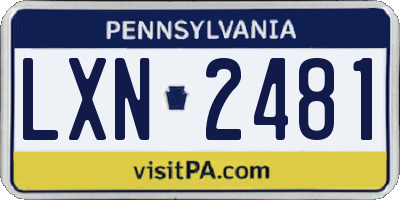 PA license plate LXN2481