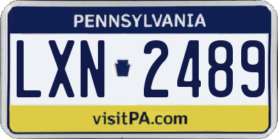PA license plate LXN2489