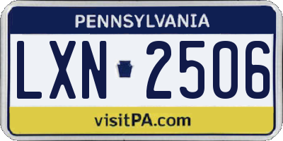 PA license plate LXN2506