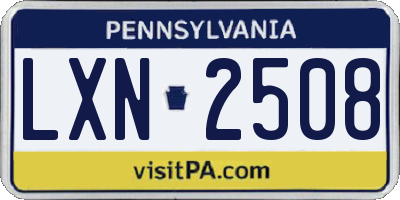 PA license plate LXN2508