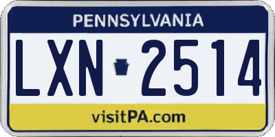 PA license plate LXN2514