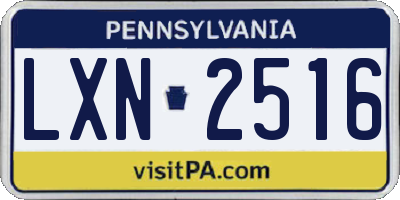 PA license plate LXN2516