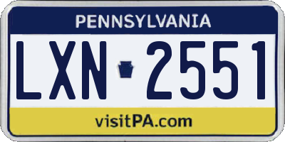 PA license plate LXN2551