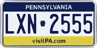 PA license plate LXN2555