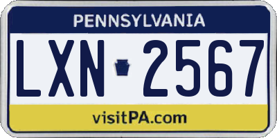 PA license plate LXN2567