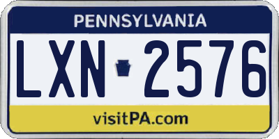 PA license plate LXN2576