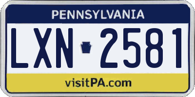 PA license plate LXN2581