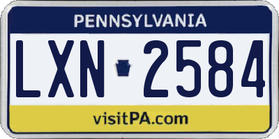 PA license plate LXN2584