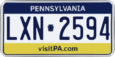PA license plate LXN2594