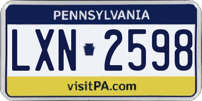 PA license plate LXN2598
