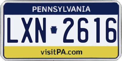 PA license plate LXN2616