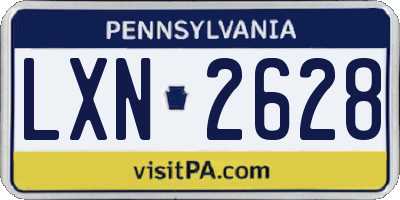 PA license plate LXN2628