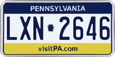 PA license plate LXN2646