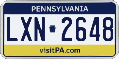 PA license plate LXN2648