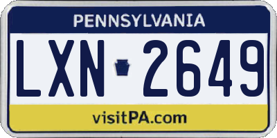 PA license plate LXN2649