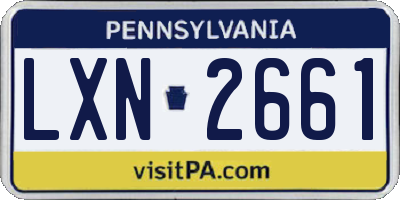 PA license plate LXN2661