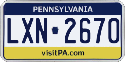 PA license plate LXN2670