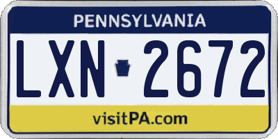 PA license plate LXN2672