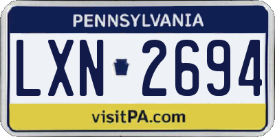 PA license plate LXN2694