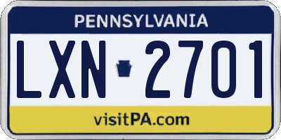 PA license plate LXN2701