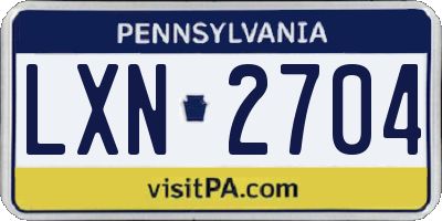 PA license plate LXN2704