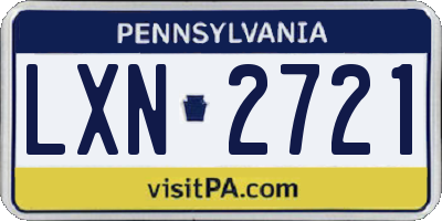 PA license plate LXN2721