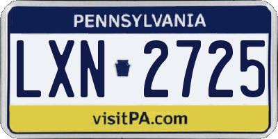 PA license plate LXN2725