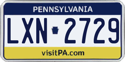 PA license plate LXN2729