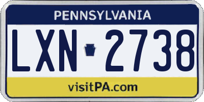 PA license plate LXN2738