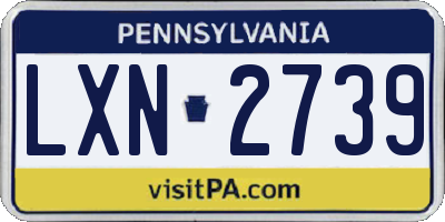 PA license plate LXN2739