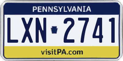 PA license plate LXN2741