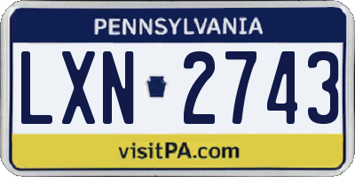 PA license plate LXN2743