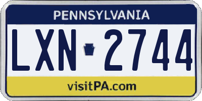 PA license plate LXN2744