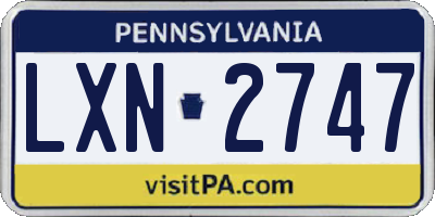 PA license plate LXN2747