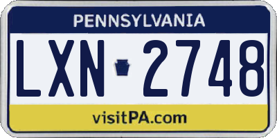 PA license plate LXN2748