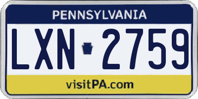 PA license plate LXN2759