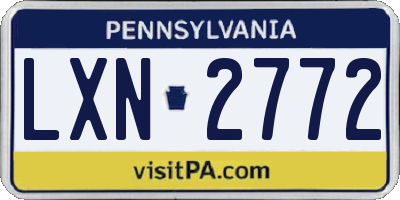 PA license plate LXN2772