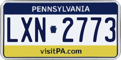 PA license plate LXN2773