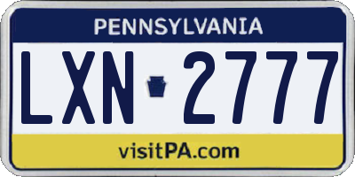 PA license plate LXN2777