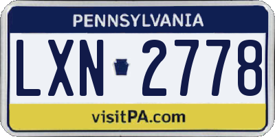 PA license plate LXN2778