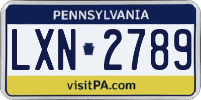 PA license plate LXN2789