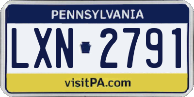 PA license plate LXN2791