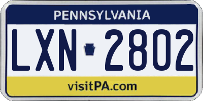 PA license plate LXN2802