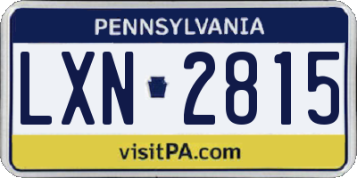 PA license plate LXN2815