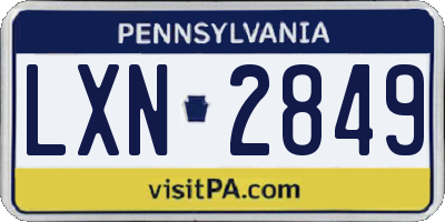 PA license plate LXN2849