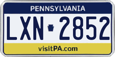 PA license plate LXN2852